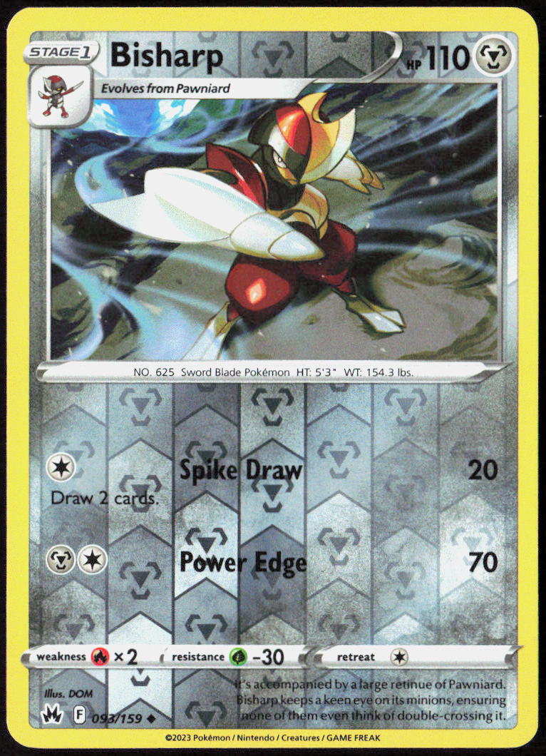Bisharp Reverse Holo 093/159 SWSH: Crown Zenith Pokemon TCG LP