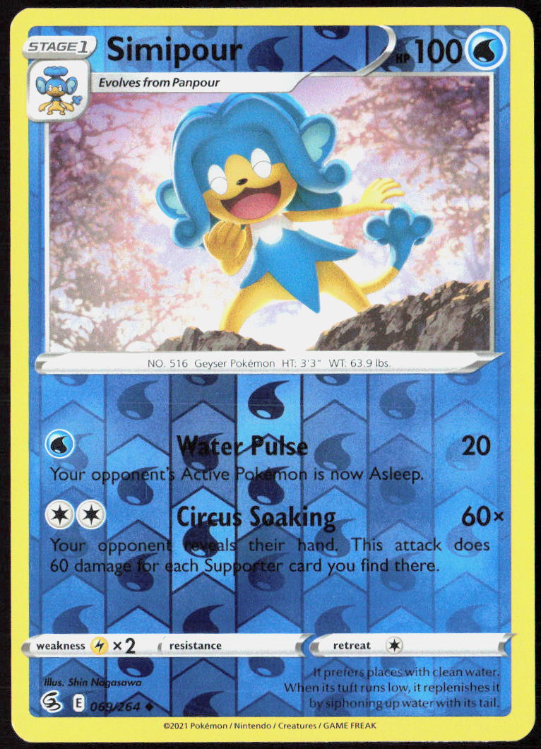Simipour Reverse Holo 069/264 SWSH08: Fusion Strike NM