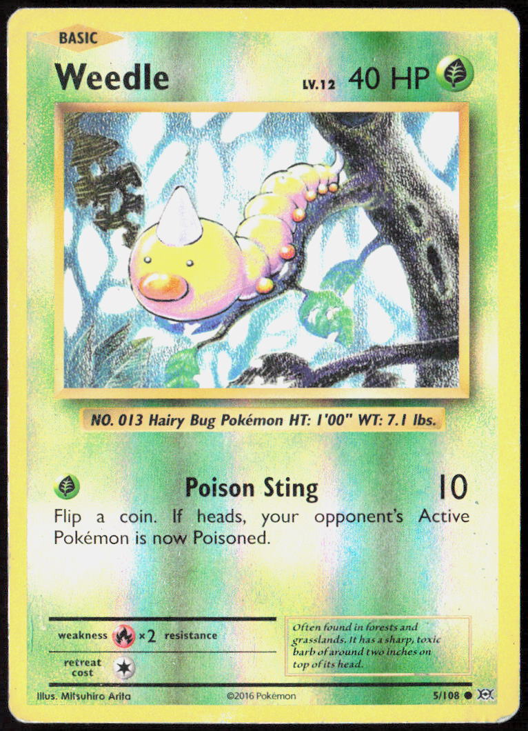 Weedle Reverse Holo 5/108 XY - Evolutions Pokemon TCG MP