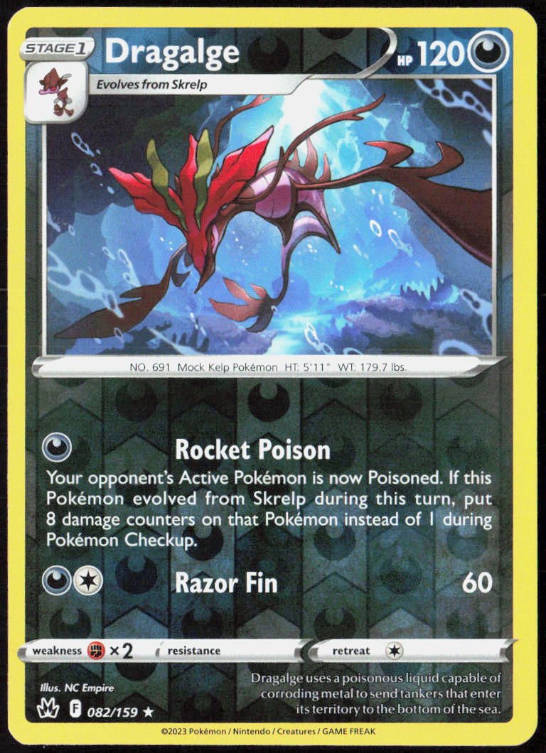 Dragalge Reverse Holo 082/159 SWSH: Crown Zenith Pokemon TCG LP
