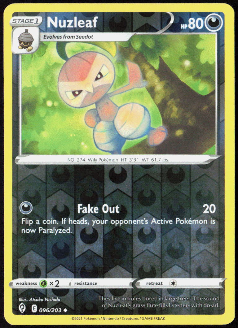 Nuzleaf Reverse Holo 096/203 SWSH07: Evolving Skies Pokemon TCG LP