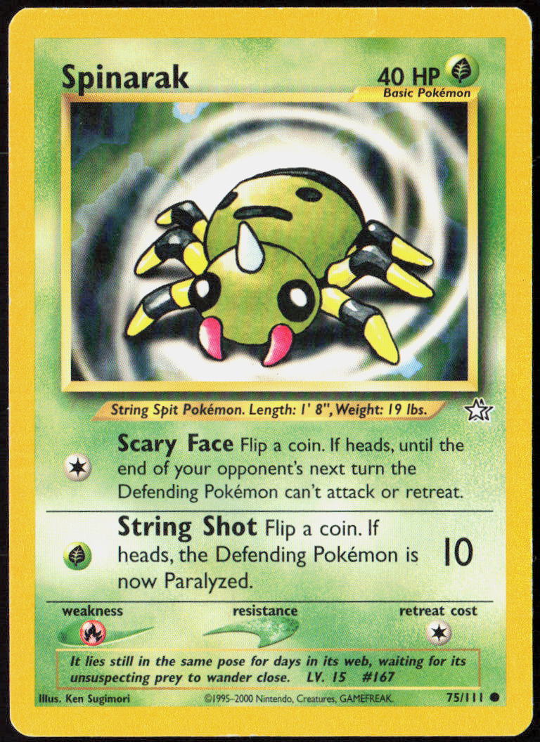 Spinarak Unlimited 075/111 Neo Genesis Pokemon TCG LP