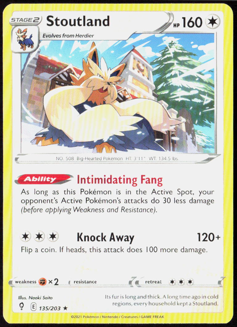 Stoutland 135/203 SWSH07: Evolving Skies Pokemon TCG LP