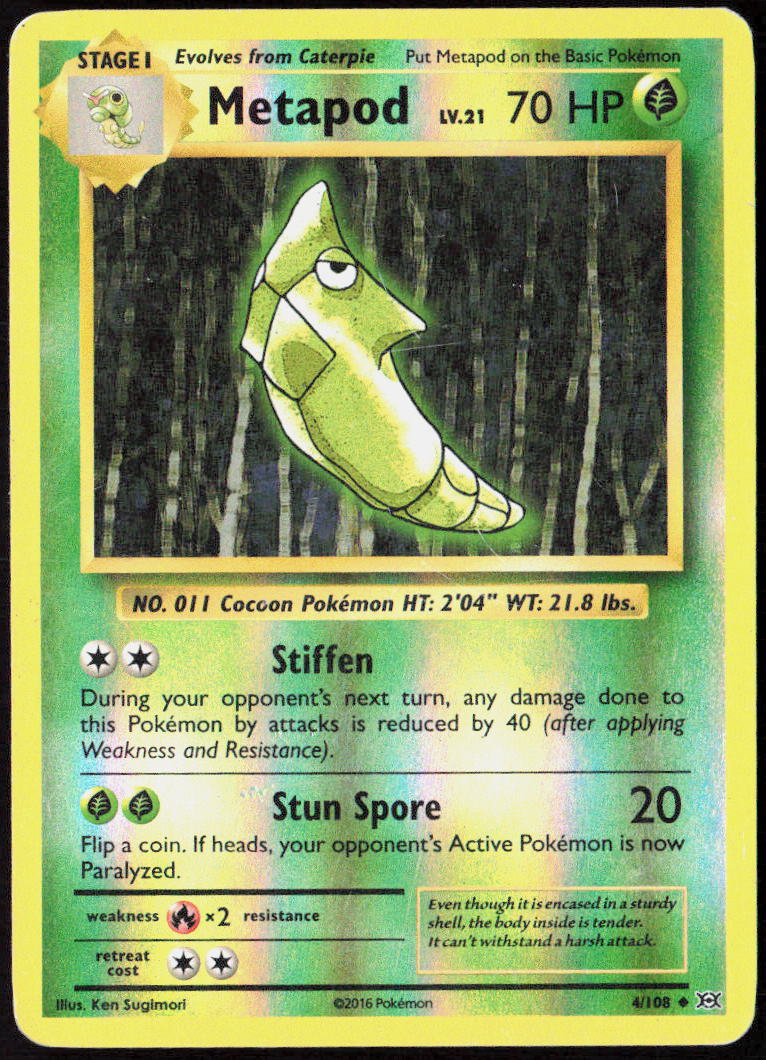 Metapod Reverse Holo 4/108 XY - Evolutions LP