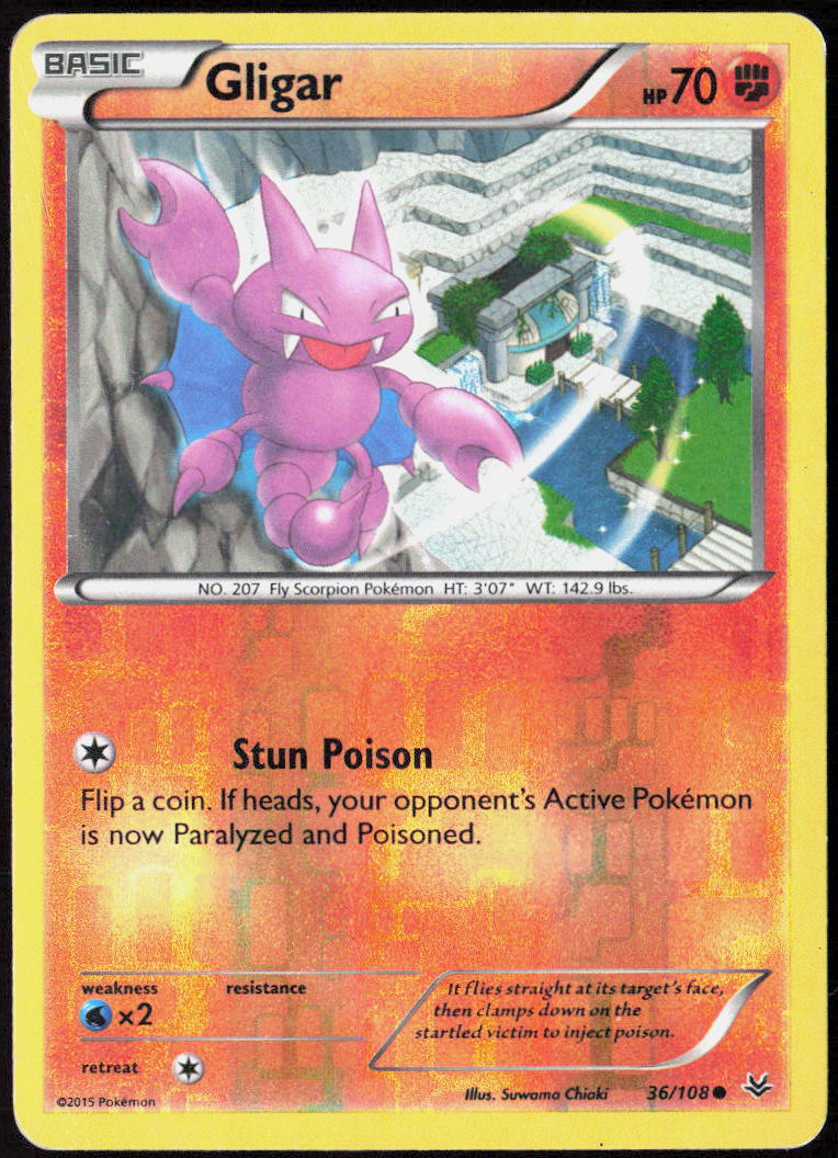 Gligar Reverse Holo 36/108 XY - Roaring Skies Pokemon TCG MP