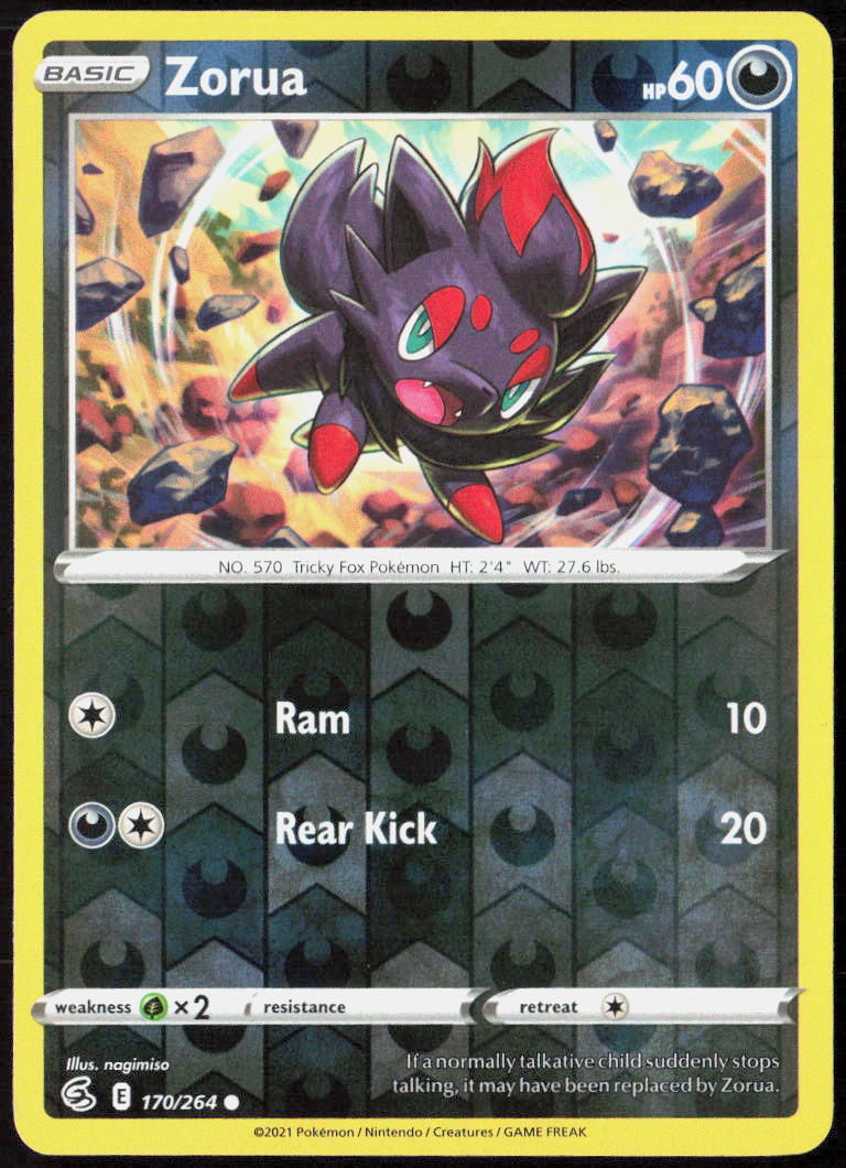 Zorua Reverse Holo 170/264 SWSH08: Fusion Strike Pokemon TCG LP