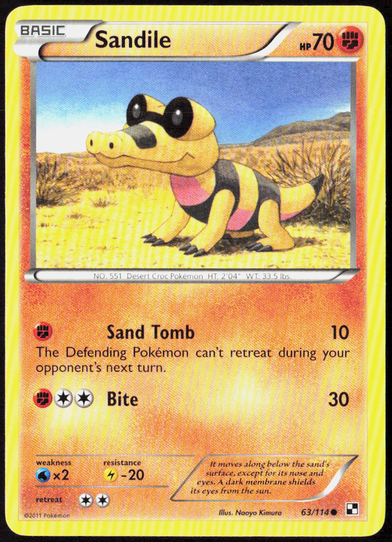 Sandile 63/114 Black and White Pokemon TCG LP
