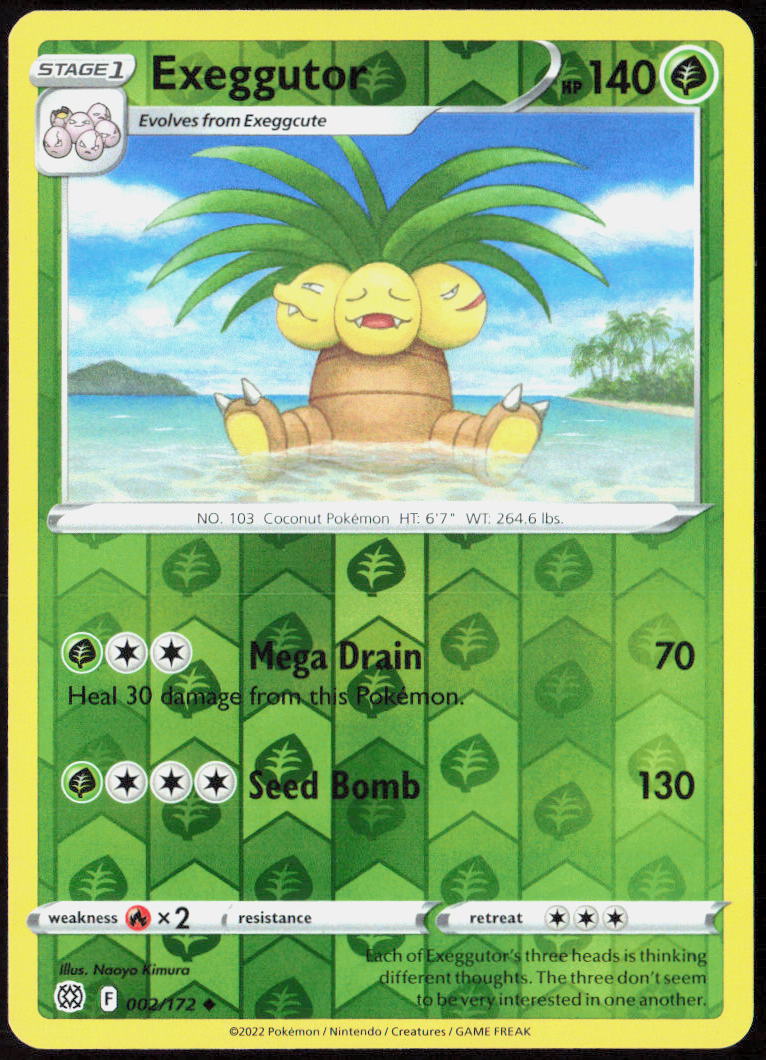 Exeggutor Reverse Holo 002/172 SWSH09: Brilliant Stars Pokemon TCG LP