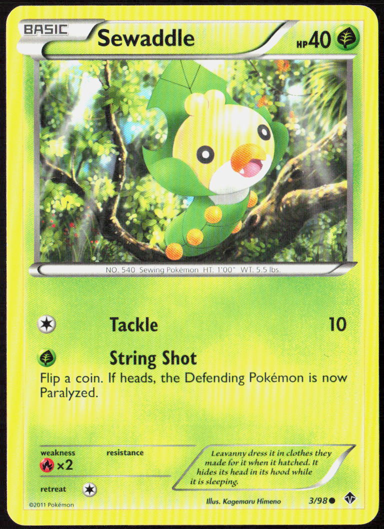 Sewaddle (3) 3/98 Emerging Powers Pokemon TCG LP