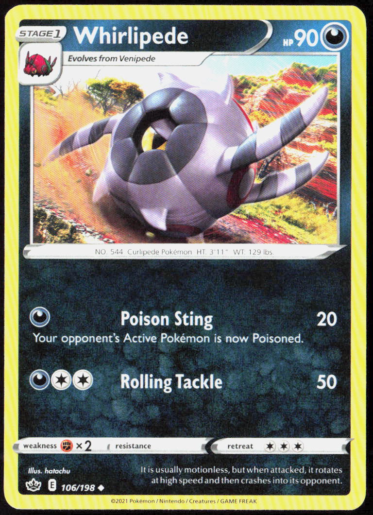 Whirlipede 106/198 SWSH06: Chilling Reign Pokemon TCG LP