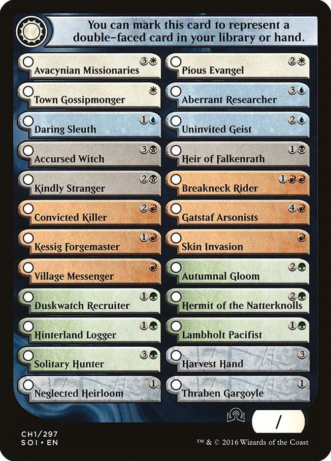 Checklist Card - Shadows over Innistrad CH1 Shadows over Innistrad Magic LP