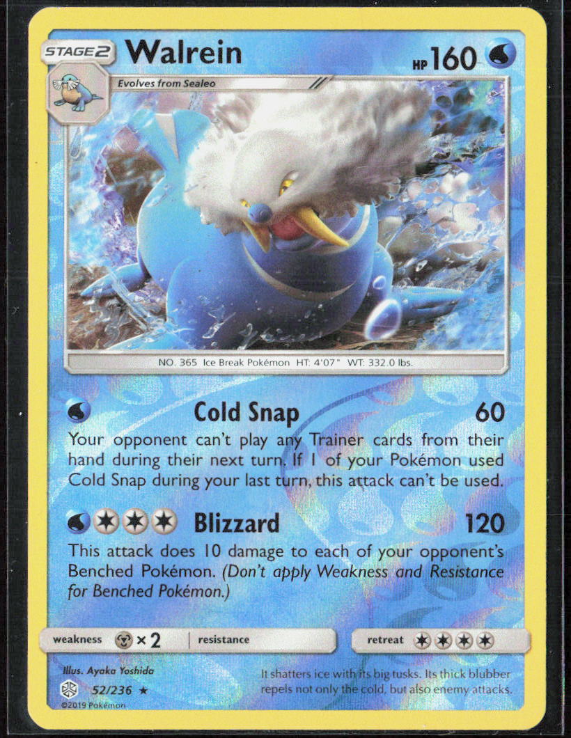 Walrein Reverse Holo 52/236 SM - Cosmic Eclipse Pokemon TCG LP