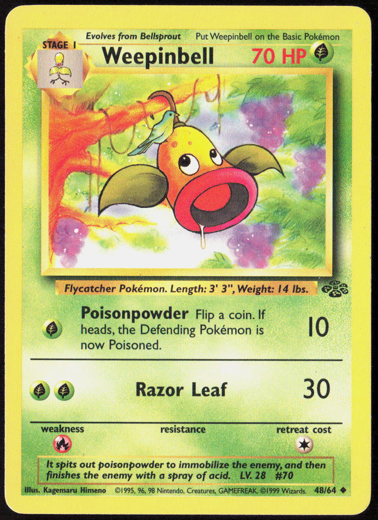 Weepinbell Unlimited 48/64 Jungle Pokemon TCG LP