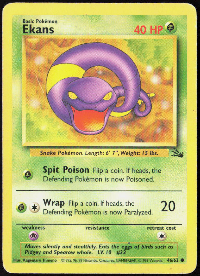 Ekans Unlimited 46/62 Fossil Pokemon TCG MP