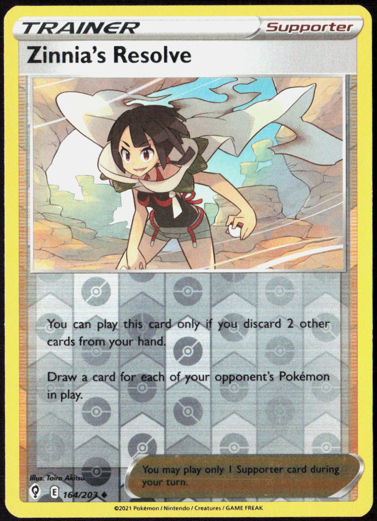 Zinnia's Resolve Reverse Holo 164/203 SWSH07: Evolving Skies Pokemon TCG LP