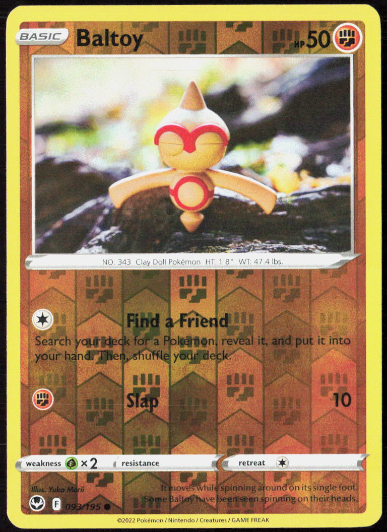 Baltoy Reverse Holo 093/195 SWSH12: Silver Tempest Pokemon TCG LP
