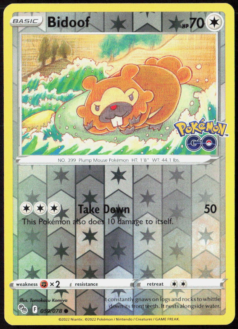 Bidoof Reverse Holo 059/078 Pokemon GO Pokemon TCG LP