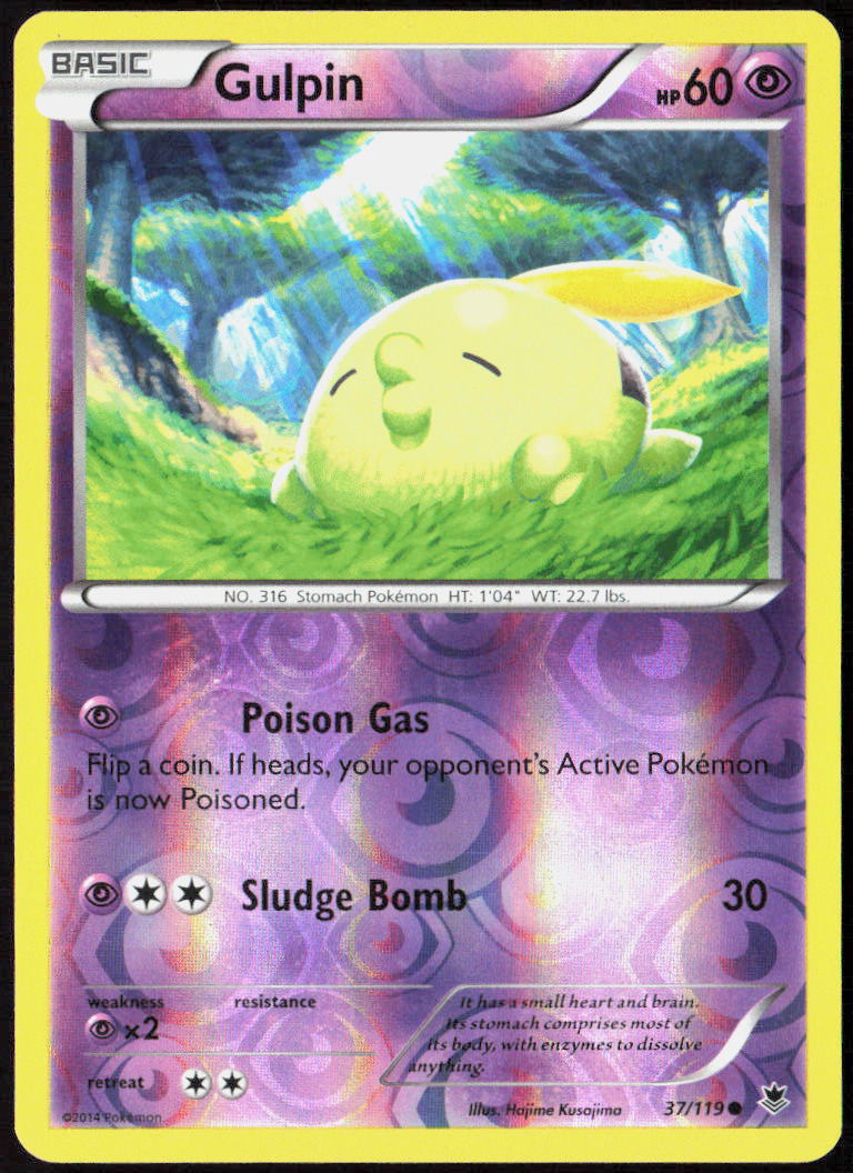 Gulpin Reverse Holo 37/119 XY - Phantom Forces Pokemon TCG LP