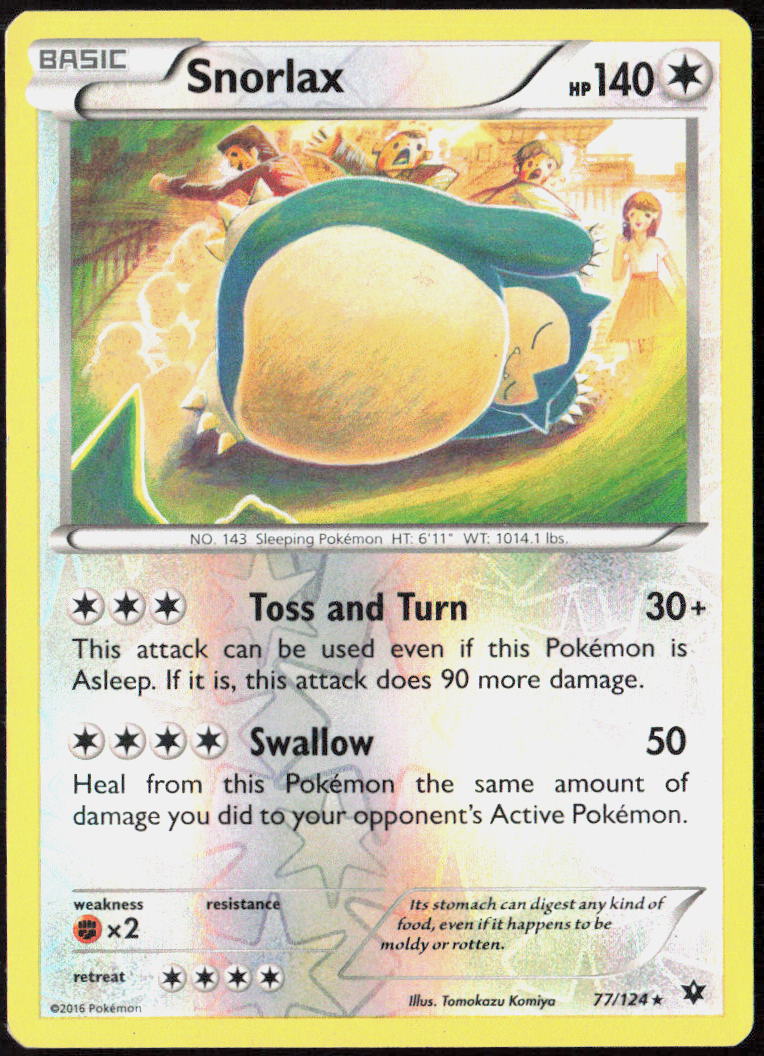 Snorlax Reverse Holo 77/124 XY - Fates Collide Pokemon TCG MP