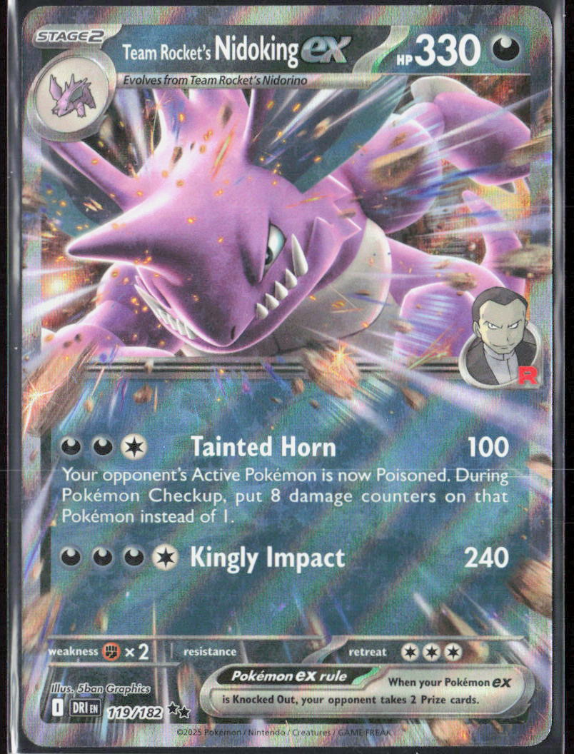 Team Rocket's Nidoking ex Holo 119/182 SV10: Destined Rivals Pokemon TCG NM