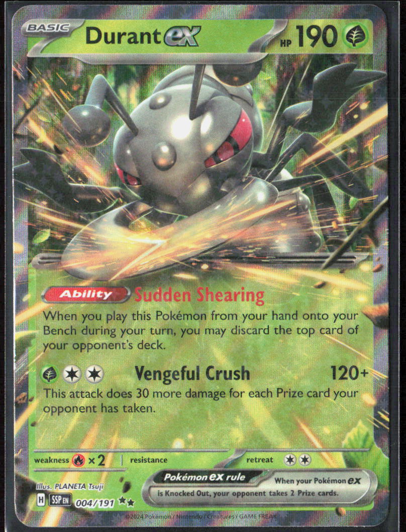 Durant ex Holo 004/191 SV08: Surging Sparks Pokemon TCG NM