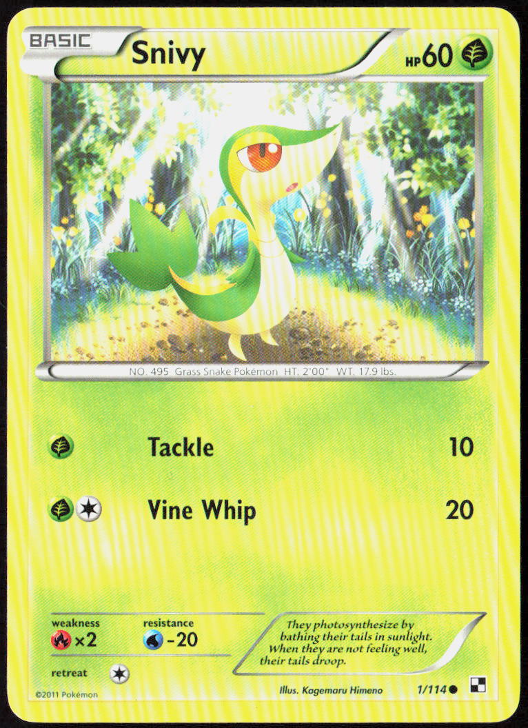 Snivy (1) 1/114 Black and White Pokemon TCG LP