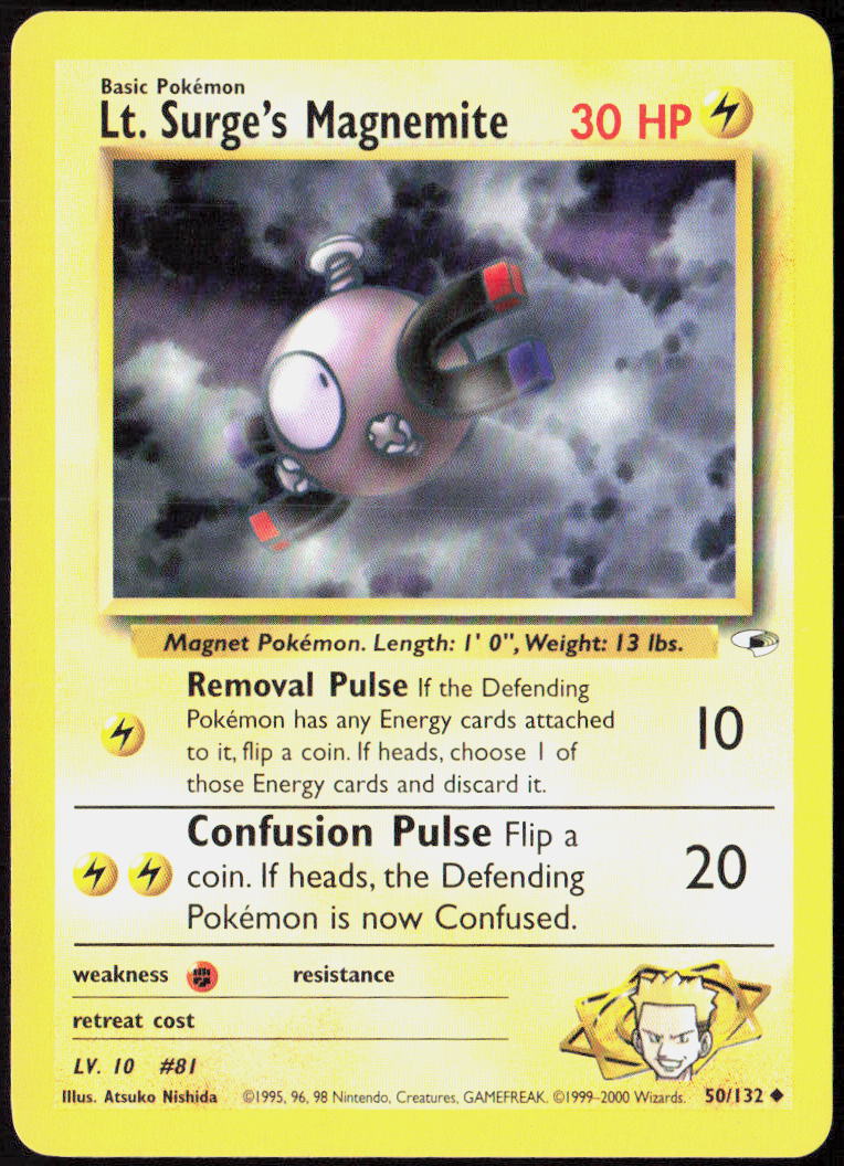Lt. Surge's Magnemite (50) Unlimited 050/132 Gym Heroes Pokemon TCG LP