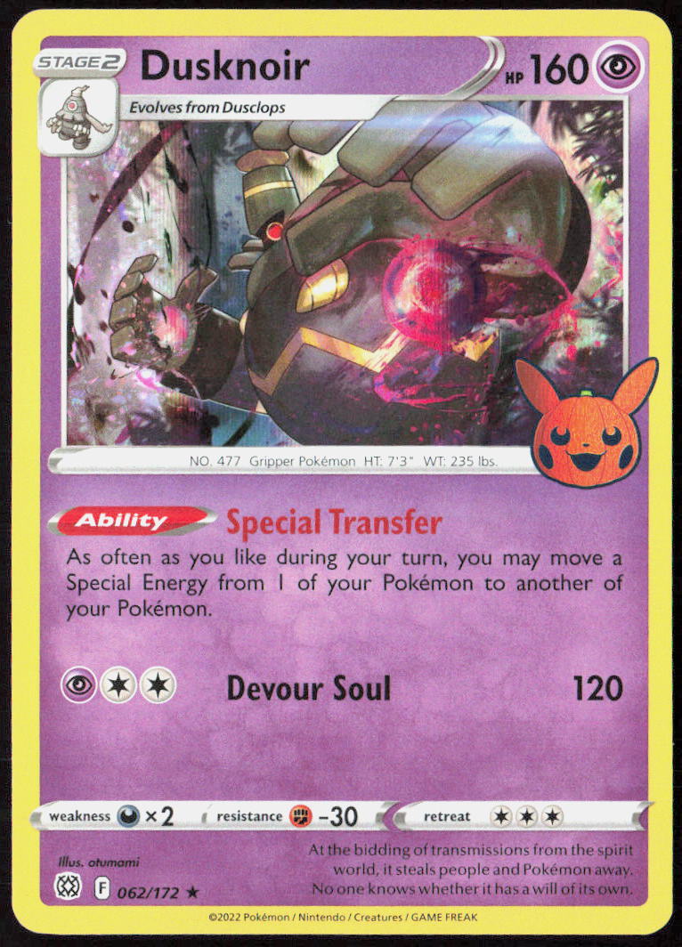Dusknoir Holo 062/172 Trick or Trade BOOster Pokemon TCG NM