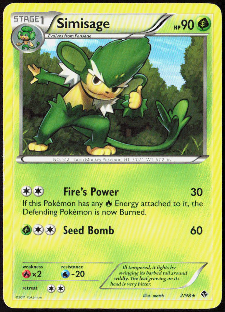 Simisage 2/98 Emerging Powers Pokemon TCG LP