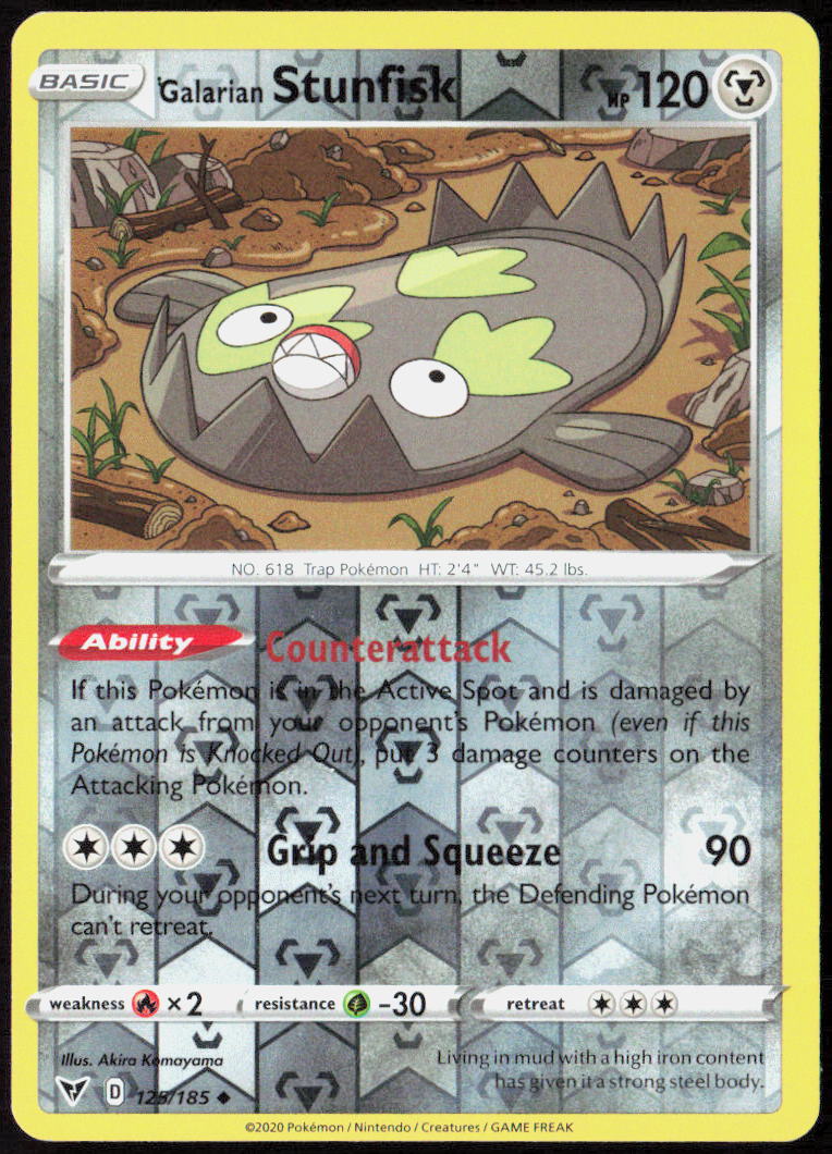 Galarian Stunfisk Reverse Holo 125/185 SWSH04: Vivid Voltage Pokemon TCG LP