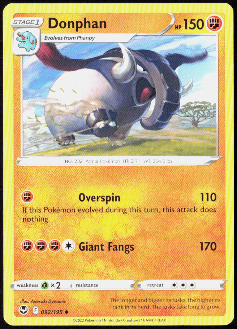 Donphan 092/195 SWSH12: Silver Tempest Pokemon TCG LP