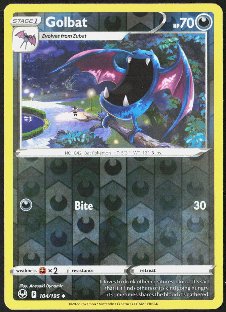 Golbat Reverse Holo 104/195 SWSH12: Silver Tempest Pokemon TCG LP