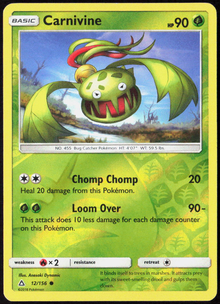 Carnivine Reverse Holo 12/156 SM - Ultra Prism Pokemon TCG LP