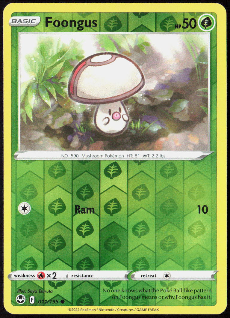 Foongus Reverse Holo 011/195 SWSH12: Silver Tempest Pokemon TCG LP