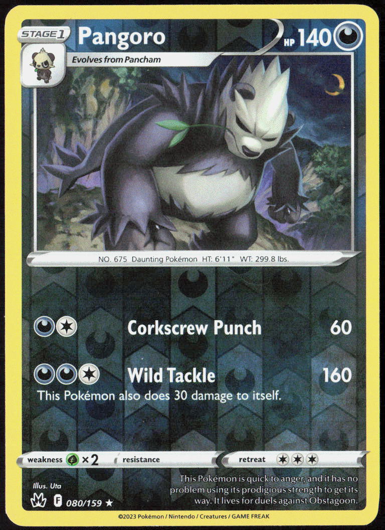 Pangoro Reverse Holo 080/159 SWSH: Crown Zenith Pokemon TCG LP