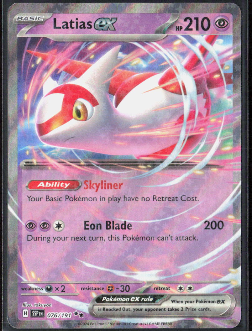 Latias ex Holo 076/191 SV08: Surging Sparks Pokemon TCG NM