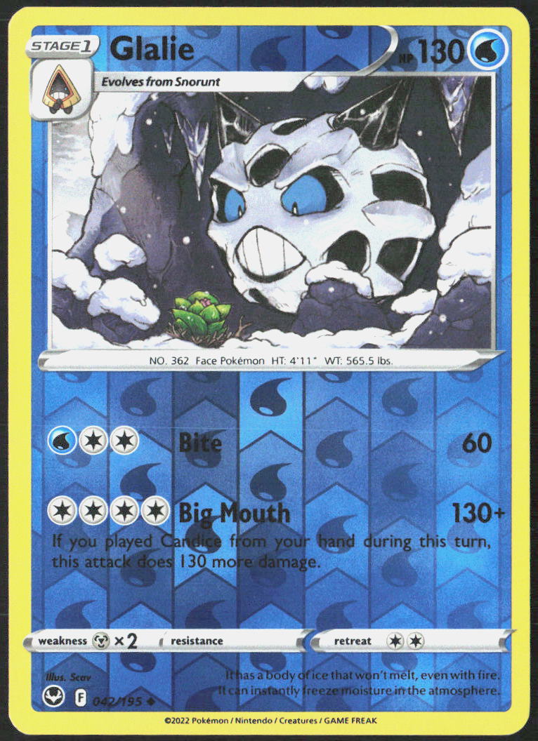 Glalie Reverse Holo 042/195 SWSH12: Silver Tempest Pokemon TCG LP
