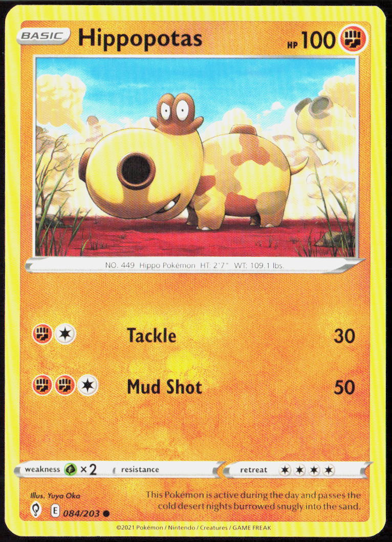 Hippopotas 084/203 SWSH07: Evolving Skies Pokemon TCG LP