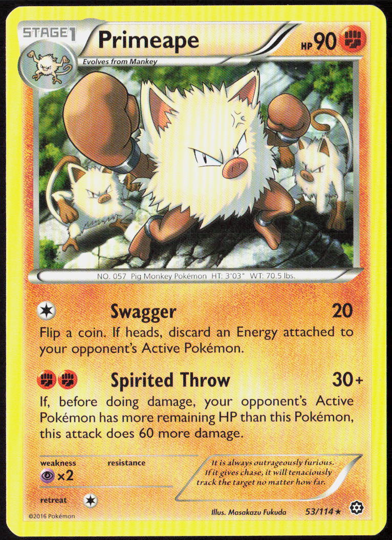 Primeape 53/114 XY - Steam Siege Pokemon TCG LP