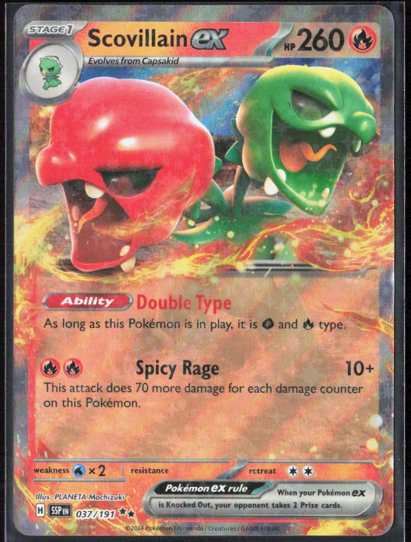 Scovillain ex Holo 037/191 SV08: Surging Sparks Pokemon TCG NM