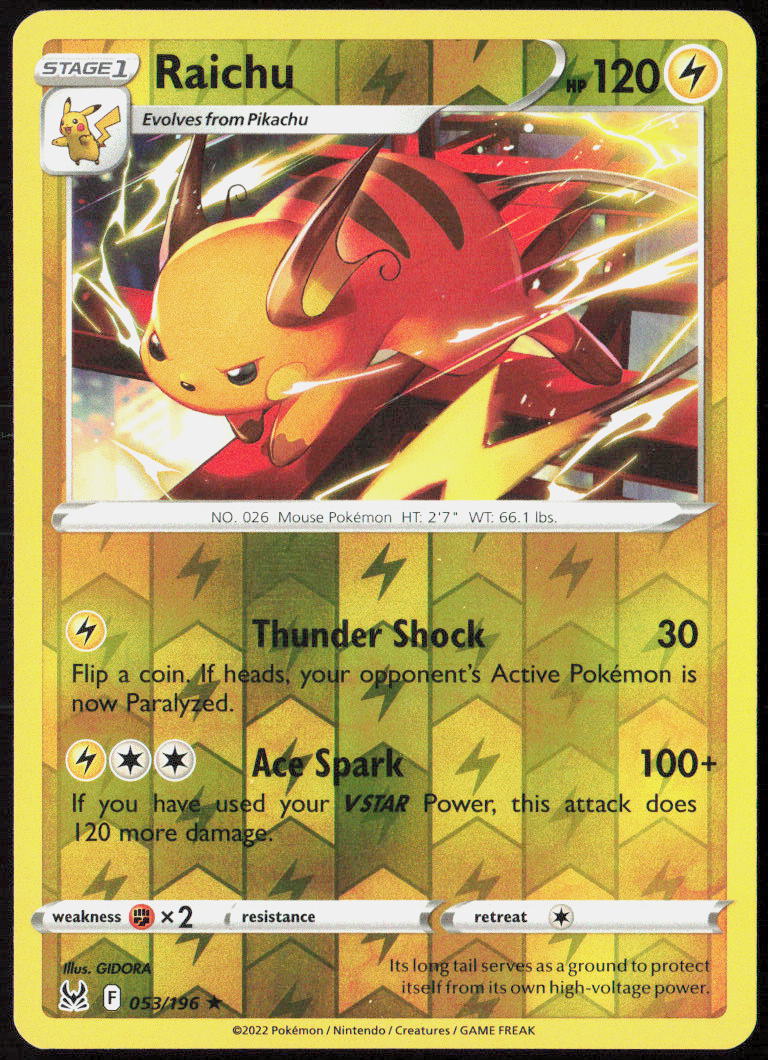Raichu 053/196 SWSH11: Lost Origin Pokemon TCG LP