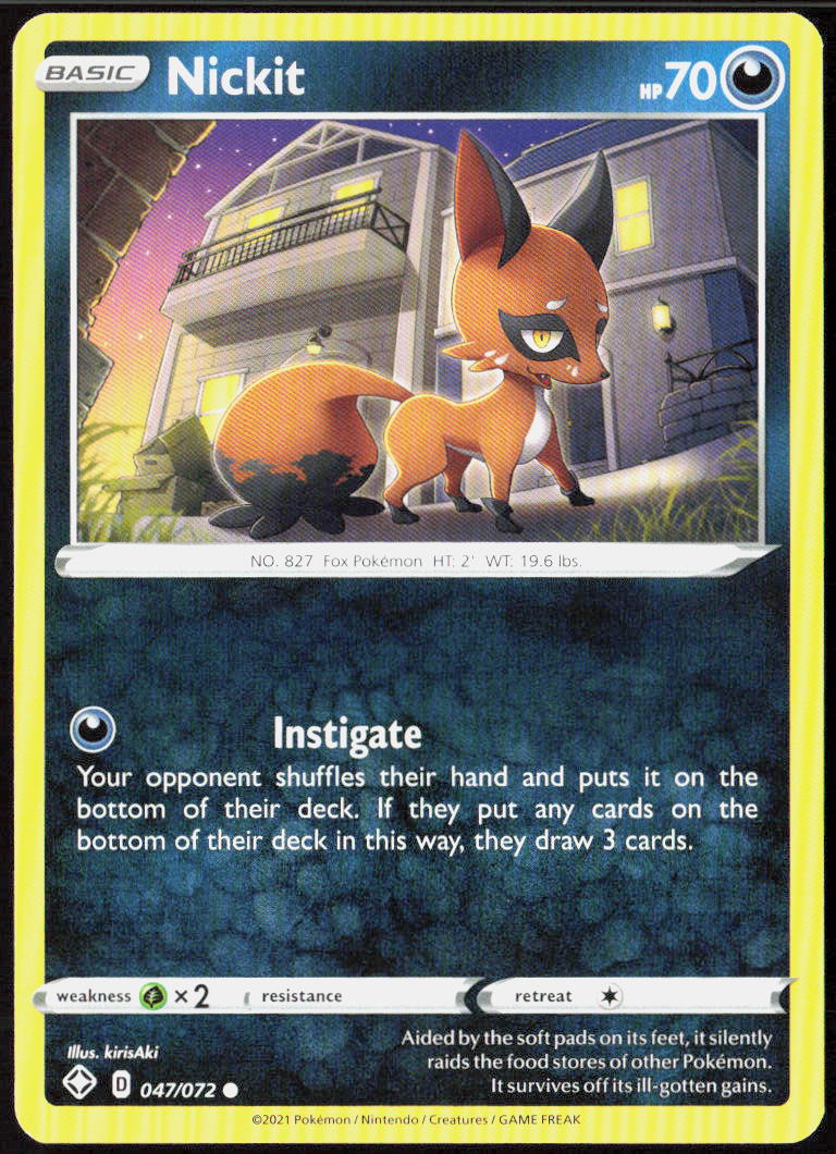 Nickit 047/072 Shining Fates Pokemon TCG LP