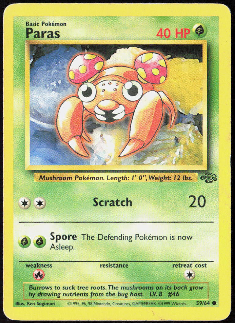 Paras Unlimited 59/64 Jungle Pokemon TCG LP