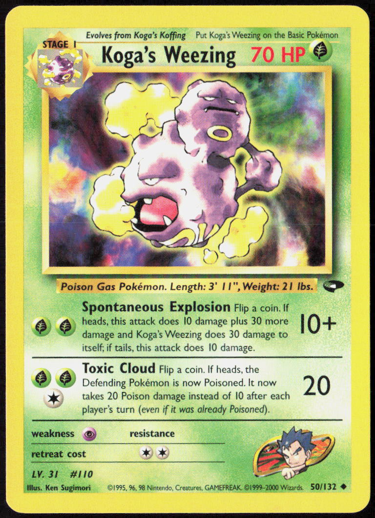Koga's Weezing Unlimited 050/132 Gym Challenge Pokemon TCG LP