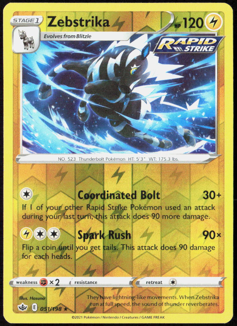 Zebstrika Reverse Holo 051/198 SWSH06: Chilling Reign Pokemon TCG LP
