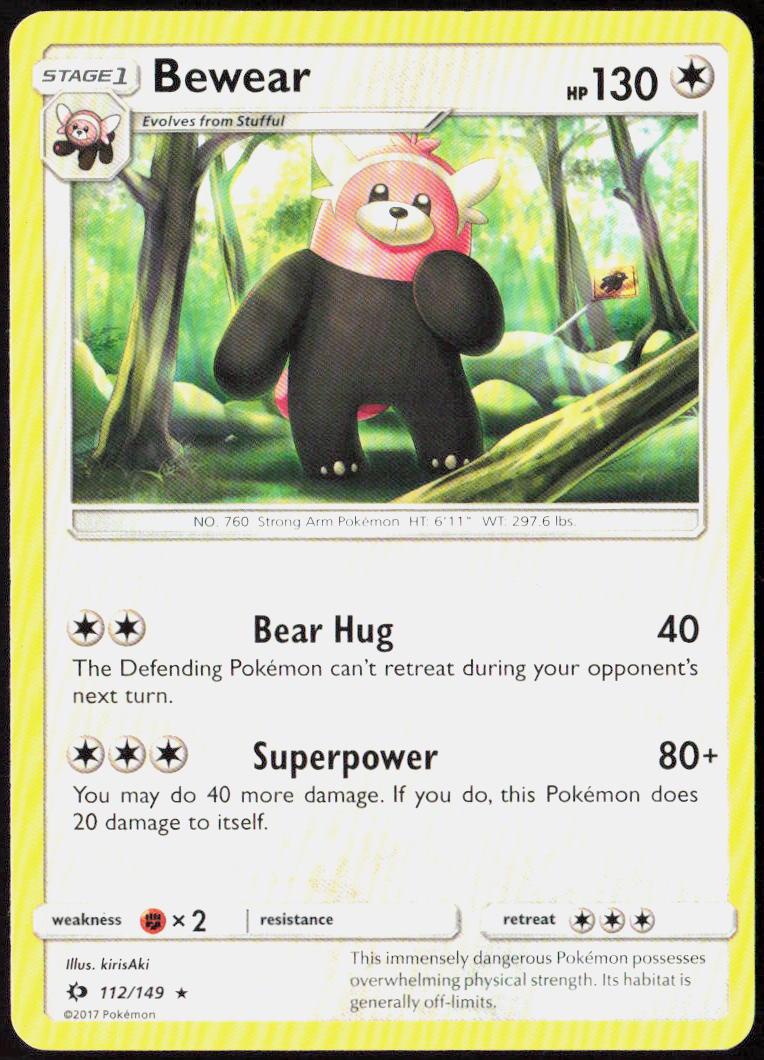 Bewear 112/149 SM Base Set Pokemon TCG LP