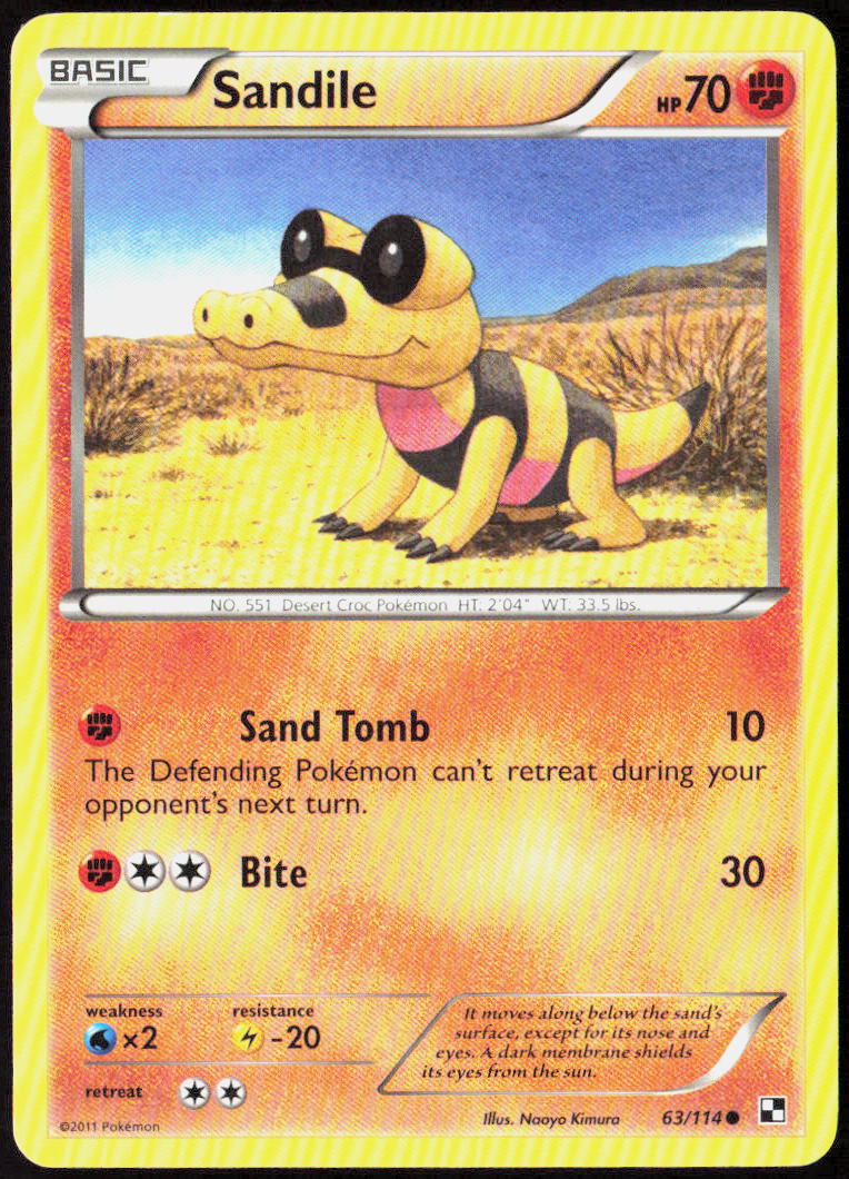 Sandile 63/114 Black and White Pokemon TCG LP