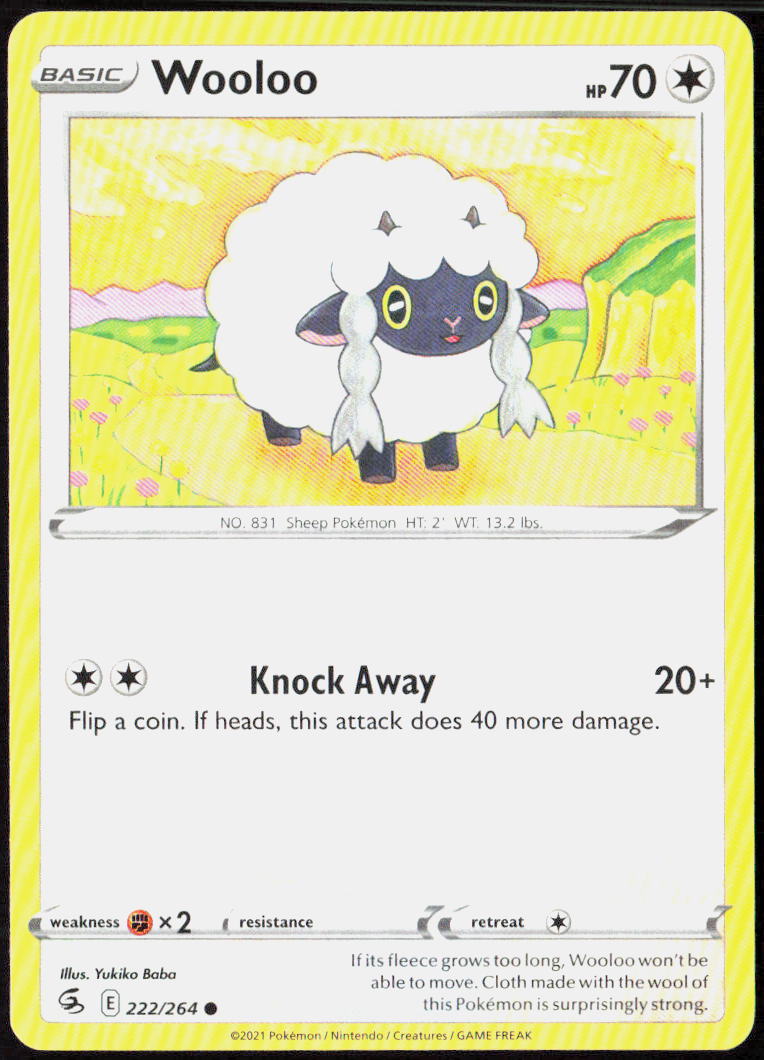 Wooloo (222) 222/264 SWSH08: Fusion Strike Pokemon TCG LP