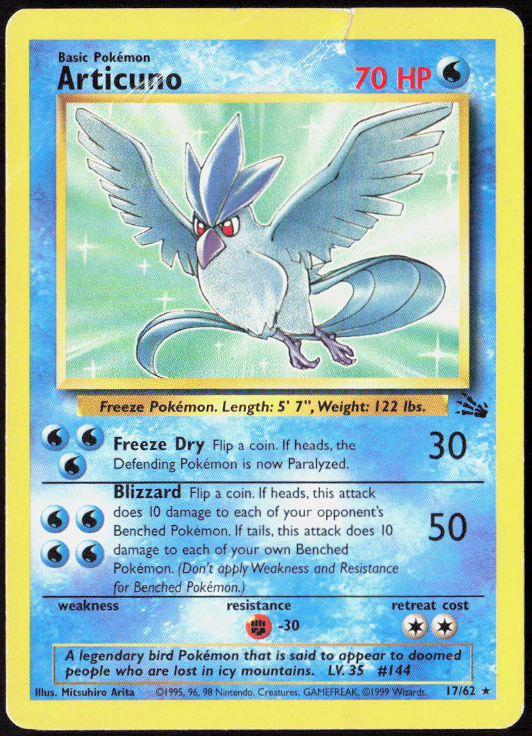 Articuno (17) Unlimited 17/62 Fossil Pokemon TCG DMG