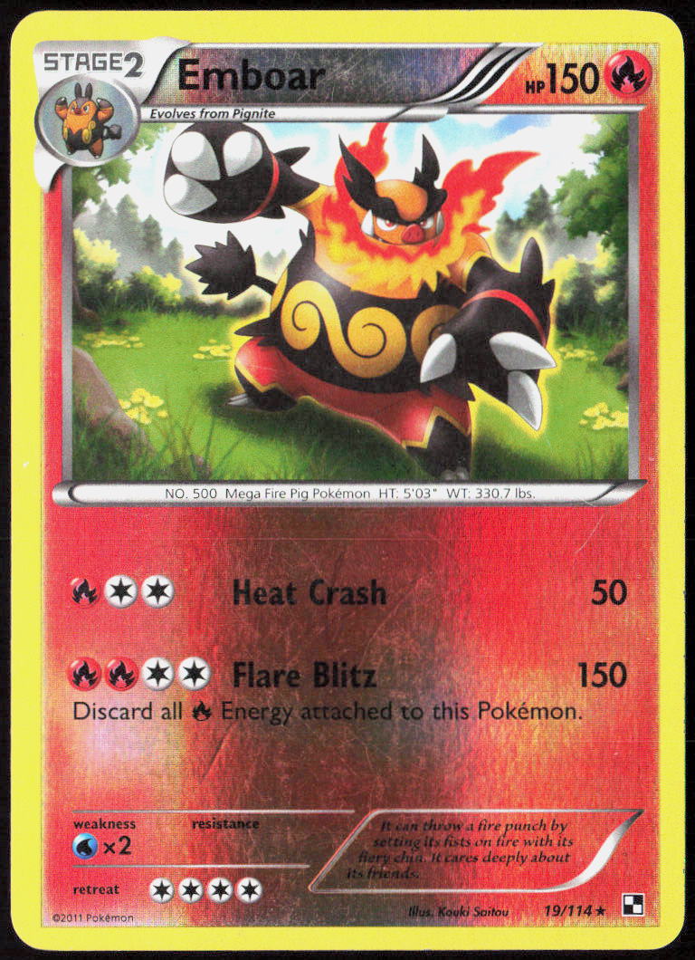 Emboar (19) Reverse Holo 19/114 Black and White Pokemon TCG LP